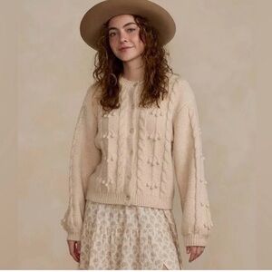 Rylee + Cru Cream Bobble Cardigan